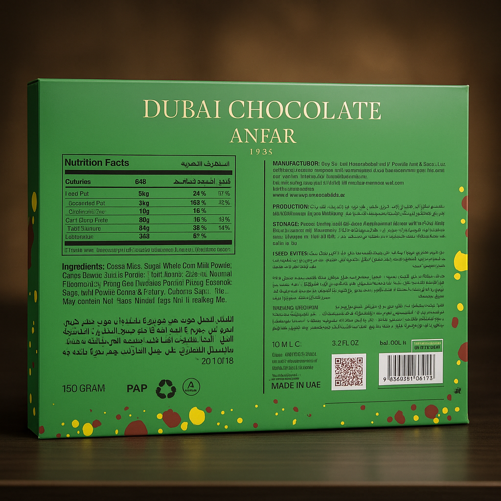 DUBAI PISTACHIO KUNAFA ANFAR 100ml AND CHOCOLATE 150 GRAM