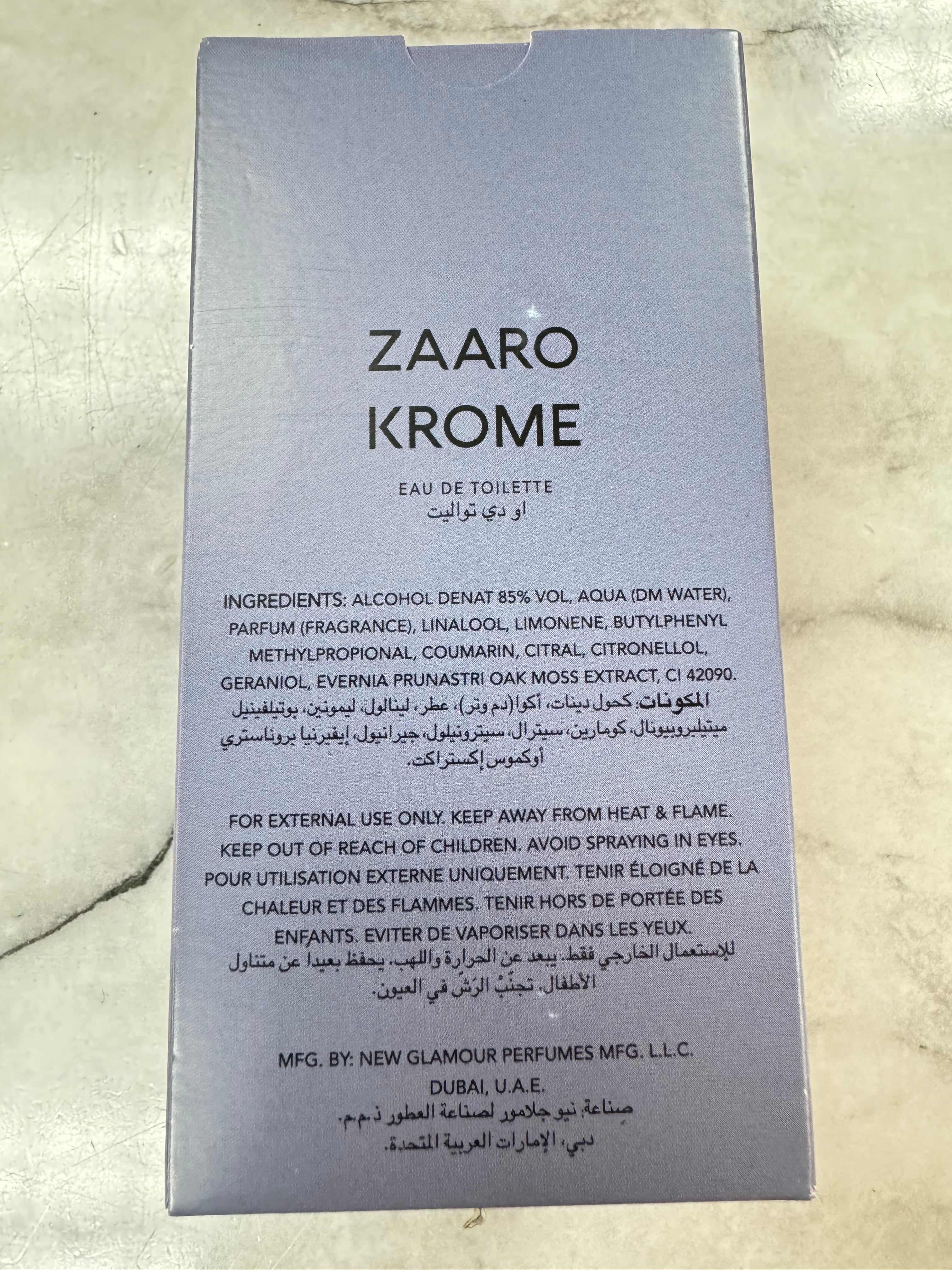 ZAARO KROME EAU 100ml John Allen