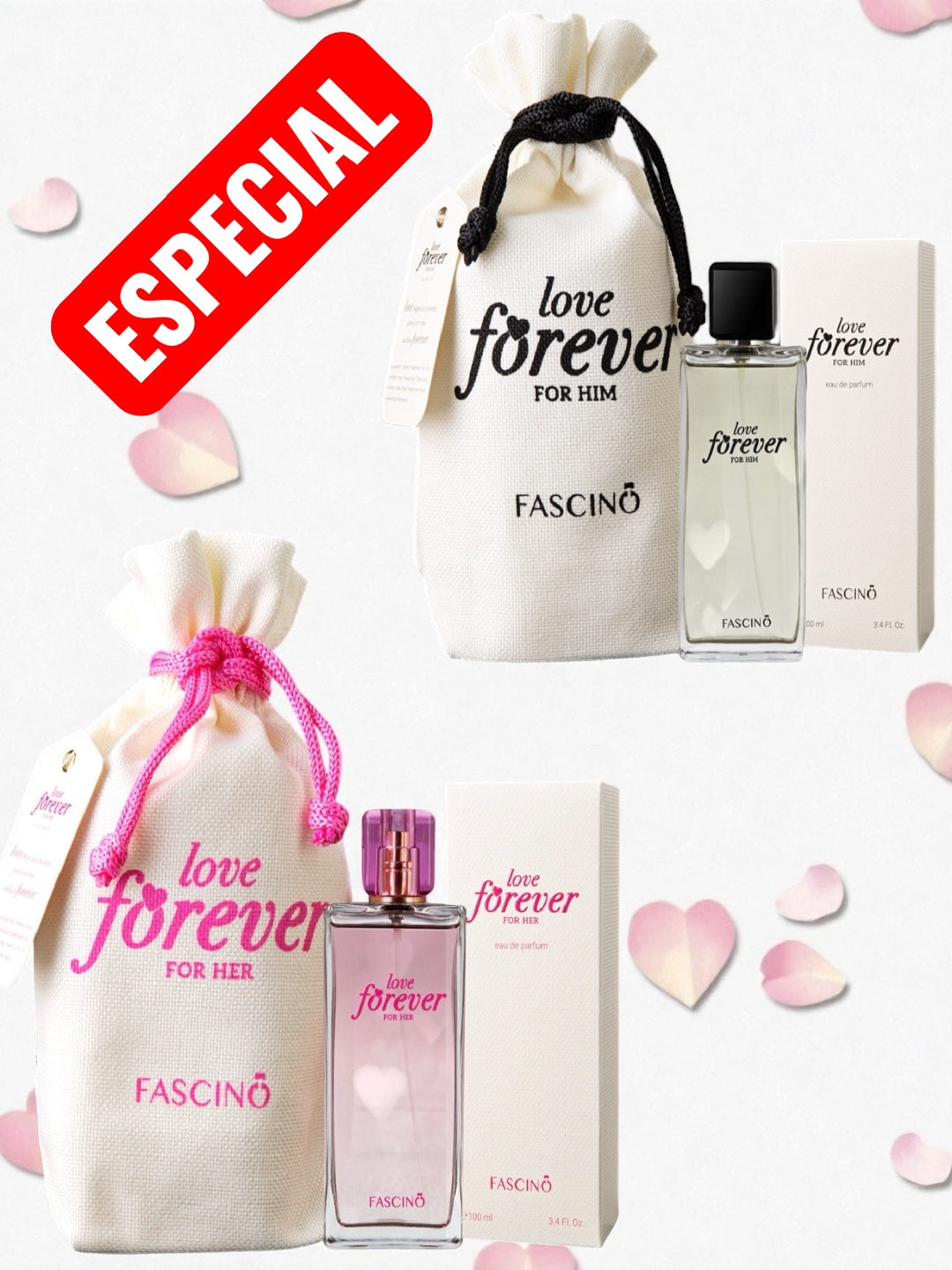 SET DOS PERFUMES MUJER Y HOMBRE FASCINO 80ml C/U