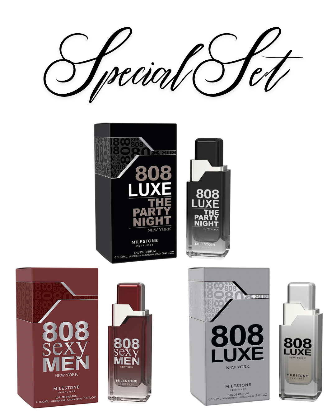 SET 808 3 FRAGANCIAS DE 100ml C/U