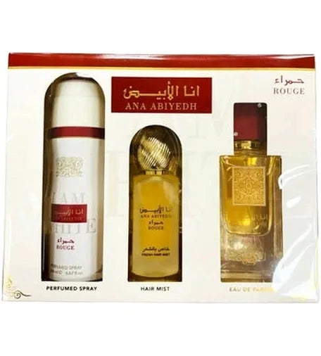 LATTAFA ANA ABIYEDH ROUGE 3PCS GIFT SET