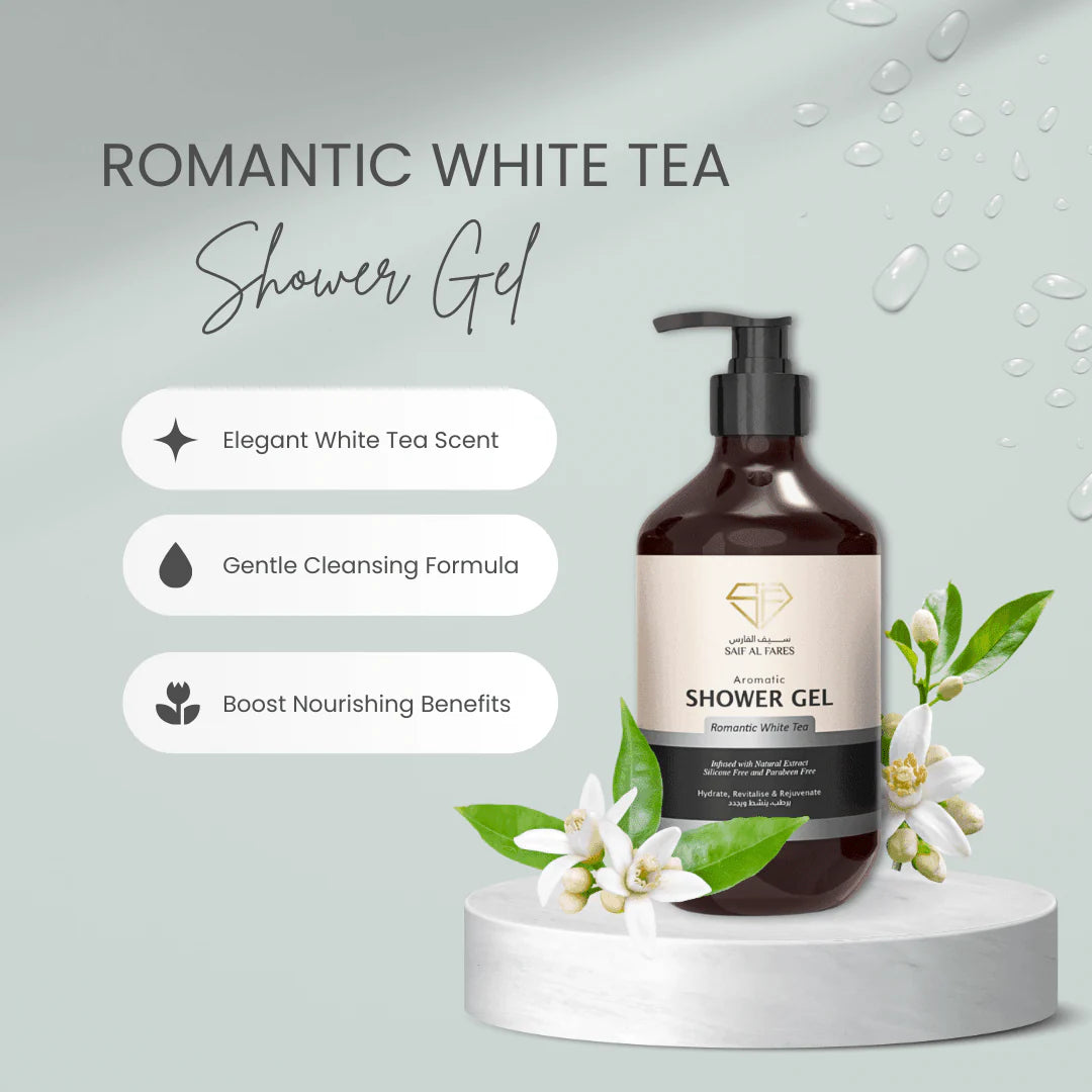 AROMATIC SHOWER GEL ROMANTIC WHITE TEA 500ML