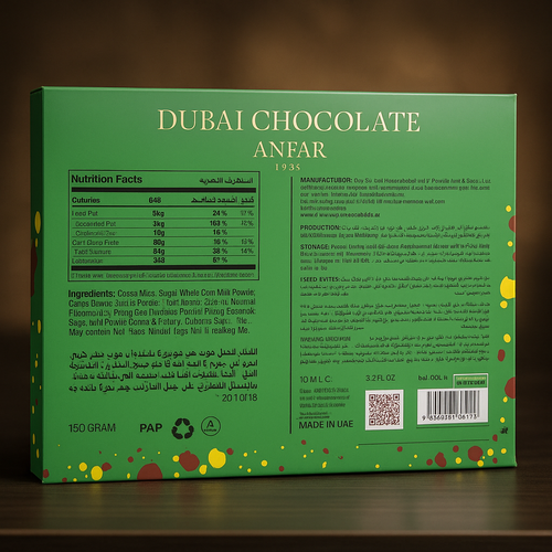 DUBAI PISTACHIO KUNAFA ANFAR 100ml AND CHOCOLATE 150 GRAM