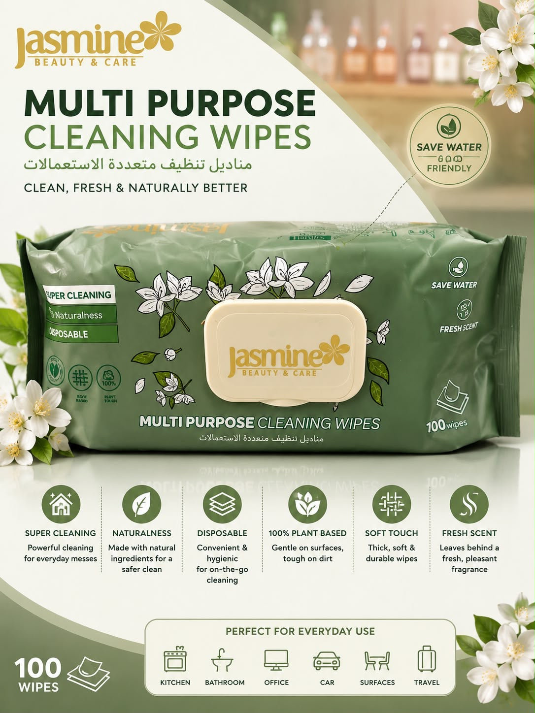 WIPES MULTI PROPÓSITO DE LIMPIEZA PAQUETE DE 100 (FRAGANCIA WHITE SOAP)