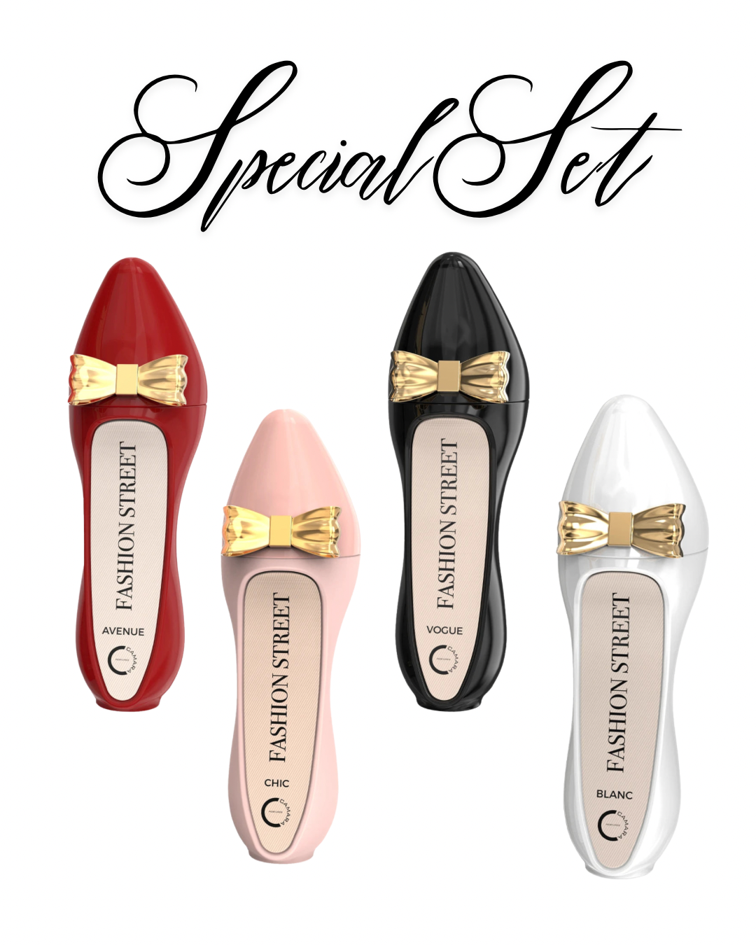 SET FASHION COMBO 4 PIEZAS CAMARA 100ml CADA UNA